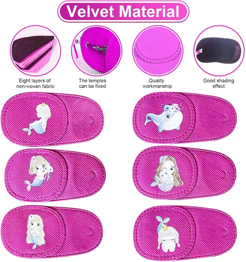 Mvwarj Eye Patches for Kids, 6 Pcs Girls Left Eye Patch for Glasses, Reusable Eye Patch for Lazy Eye Toddler Treating Amblyopia Strabismus and After Surgery (Pink Mermaid) - Image 4